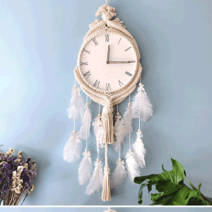 Bohemian Feather White Wall Clock