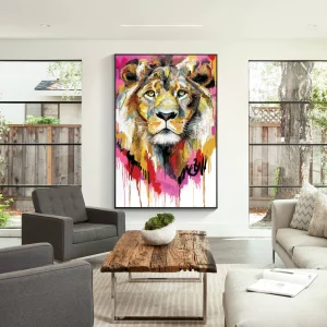 Colorful Lion Animal Acrylic Painting On Canvas Large Wall Art